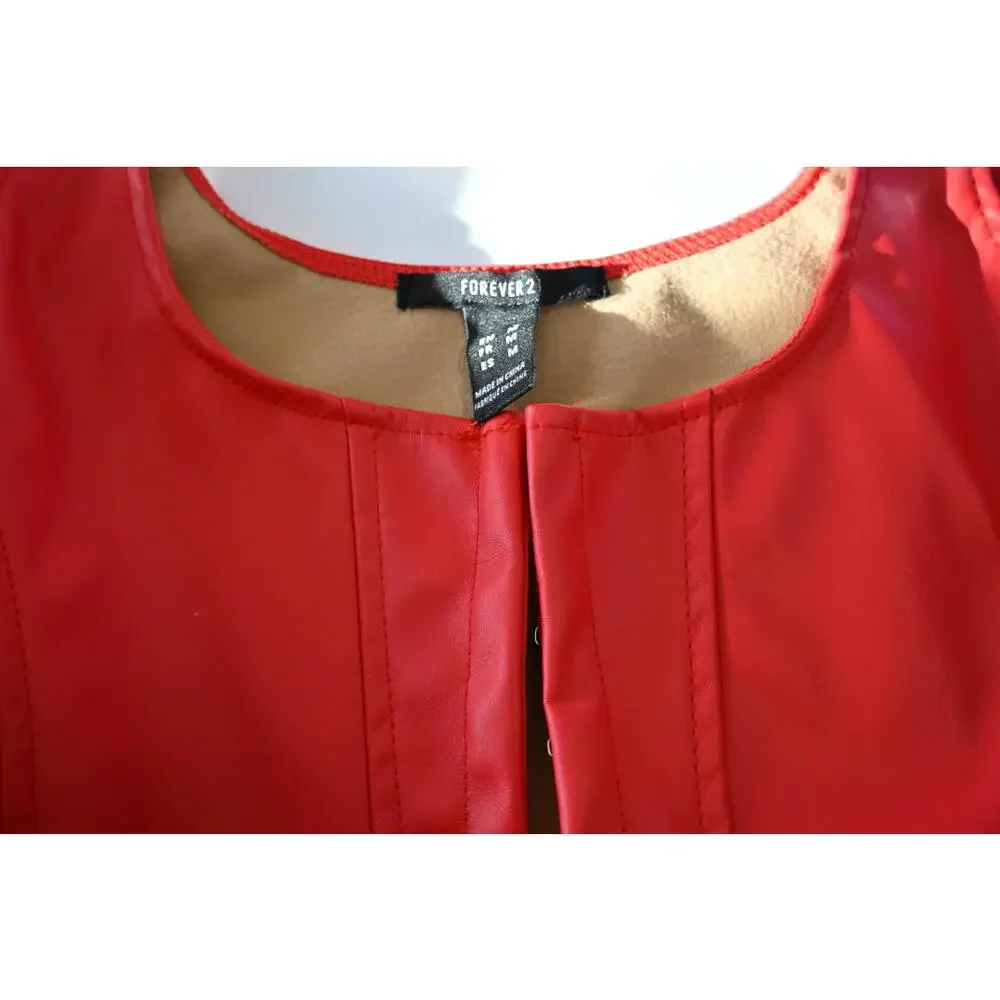 Forever 21 Red Faux Leather Zip Front Tank‎ Top - Medium - Picture 5 of 5